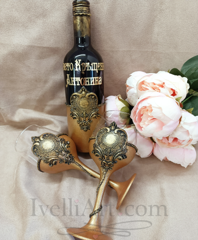 Персонализиран винен сет подарък за Кръстници DeLuxe