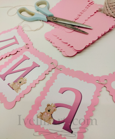 Персонализиран банер за бебе с МЕЧЕ в розово