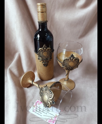 Луксозен винен сет подарък за Кръстници