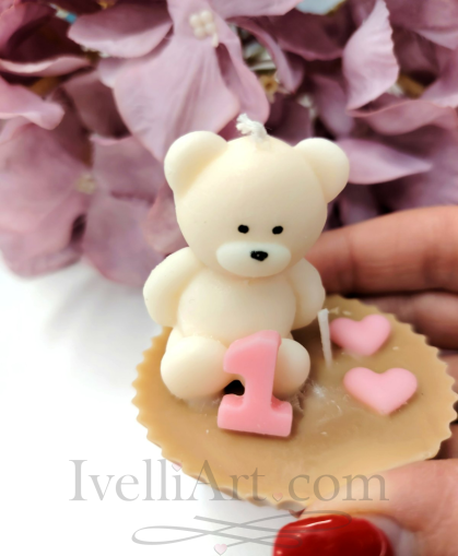 Свещ Мече мъфин от соев восък подарък за гости 