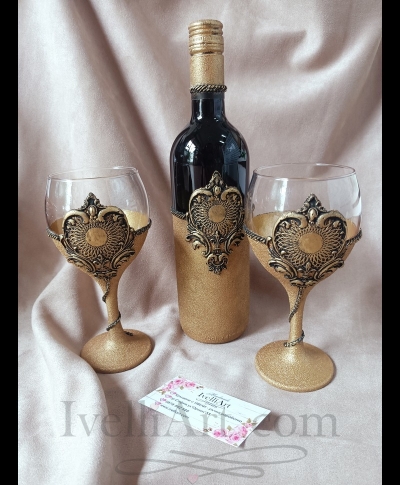 Луксозен винен сет подарък за Кръстници