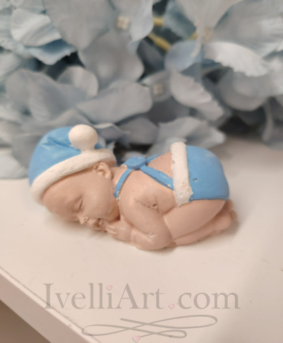 Спящо бебе подарък за гости  в синьо