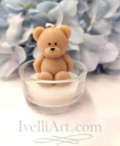 Свещ Мече от соев восък в стъкленица подарък за гости 