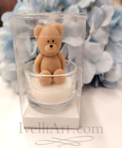 Свещ Мече от соев восък в стъкленица подарък за гости 